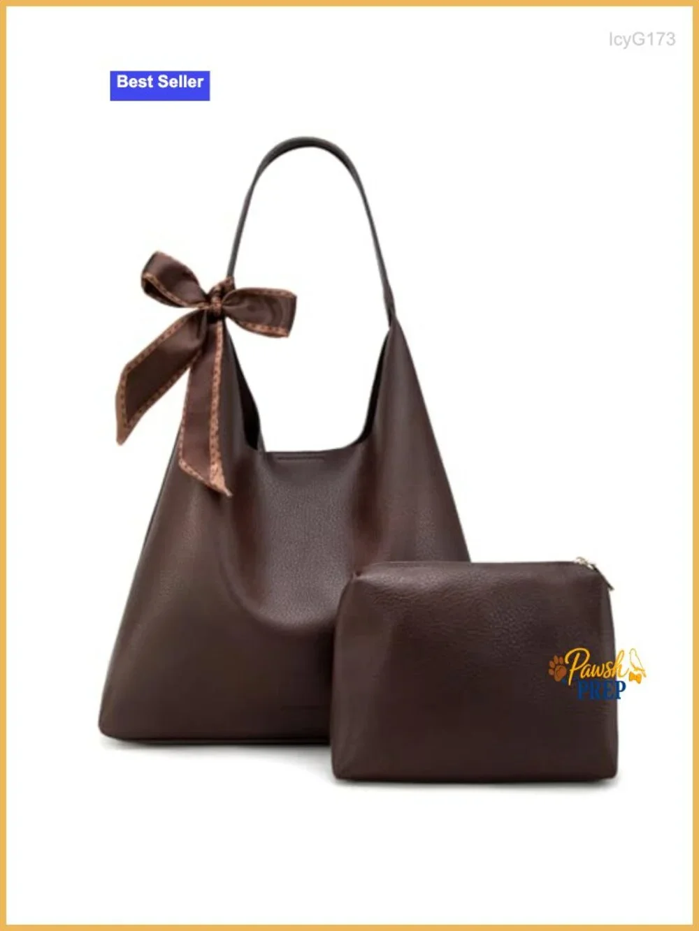 Slouchy Hobo Bag for Women with Scarf - Faux Leather Shoulder Purse